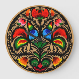 Wycinanki Clock Poland / multicolor Grote Klok