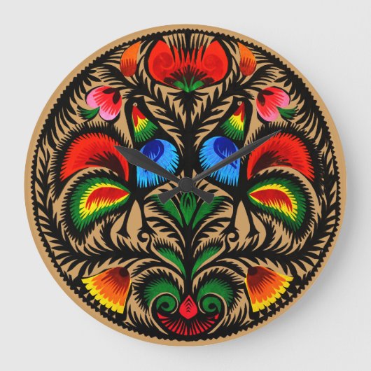 Wycinanki Clock Poland / multicolor Grote Klok (Voorkant)