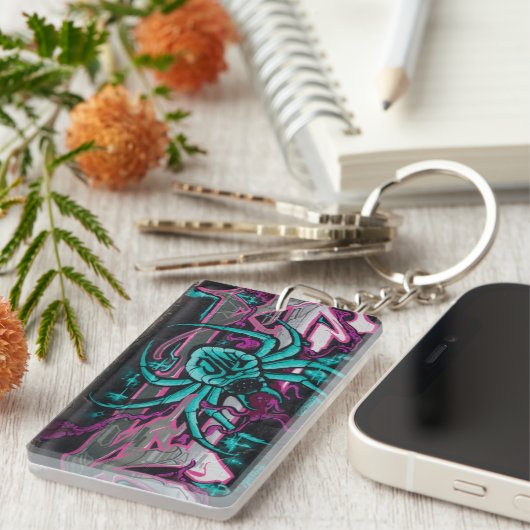 Wyed Turquoise Spider Sleutelhanger (Voorkant Rechts)