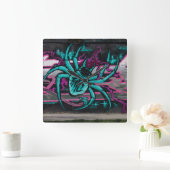 Wyed Turquoise Spider Vierkante Klok (Huis)
