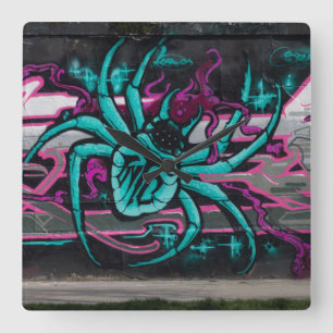Wyed Turquoise Spider Vierkante Klok