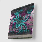 Wyed Turquoise Spider Vierkante Klok (Hoek)