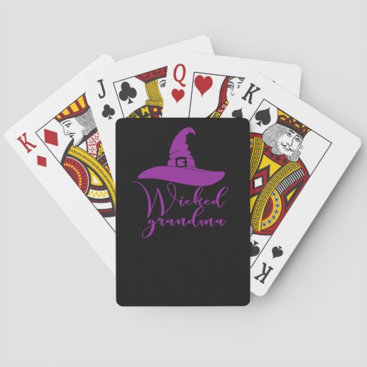 Wyed Witch Grandma Halloween Design Paars Pokerkaarten (Achterkant)