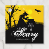 Wyed Witch Silhouette Halloween Bedankjes Labels (Voorkant)