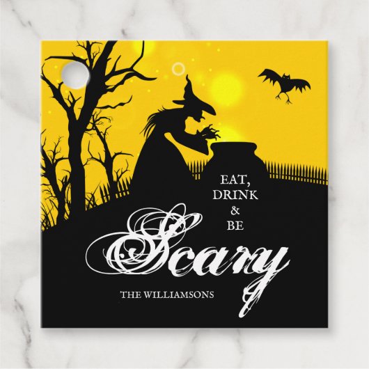 Wyed Witch Silhouette Halloween Bedankjes Labels (Voorkant)