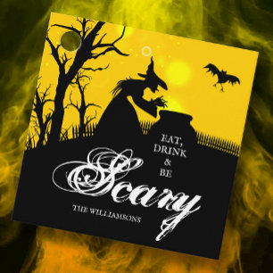 Wyed Witch Silhouette Halloween Bedankjes Labels