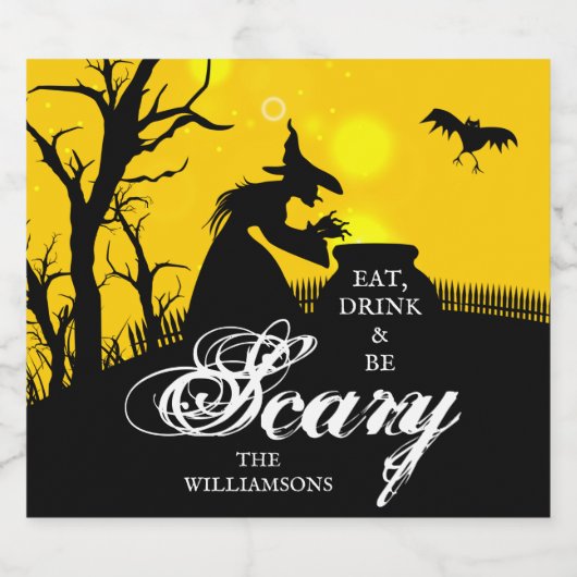 Wyed Witch Silhouette Halloween Bier Etiket (Enkel label)