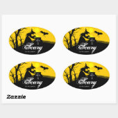 Wyed Witch Silhouette Halloween Ovale Sticker (Vel)