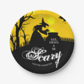 Wyed Witch Silhouette Halloween Papieren Bordje (Voorkant)