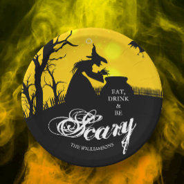 Wyed Witch Silhouette Halloween Papieren Bordje