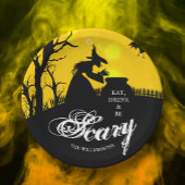 Wyed Witch Silhouette Halloween Papieren Bordje