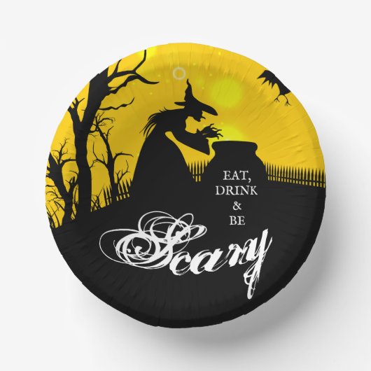 Wyed Witch Silhouette Halloween Papieren Kommen (Voorkant)