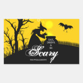 Wyed Witch Silhouette Halloween Rechthoekige Sticker (Voorkant)
