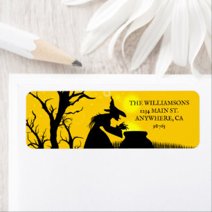 Wyed Witch Silhouette Halloween Return Address Etiket