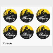 Wyed Witch Silhouette Halloween Ronde Sticker (Vel)