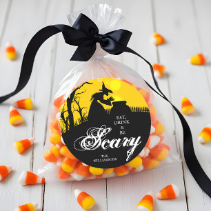 Wyed Witch Silhouette Halloween Ronde Sticker