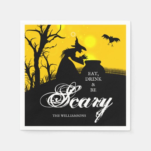 Wyed Witch Silhouette Halloween Servet (Voorkant)