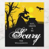 Wyed Witch Silhouette Halloween Wijn Etiket (Enkel label)