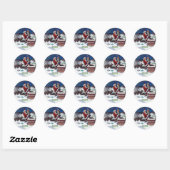 Wyeth - Kerstman levert boeken voor Kerstmis. Ronde Sticker (Vel)