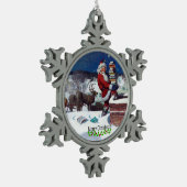 Wyeth - Santa Delivering Books for Christmas. Tin Sneeuwvlok Ornament (Links)