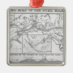 Wyld's officiële kaart van het Suezkanaal Metalen Ornament