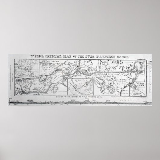 Wyld's officiële kaart van het Suezkanaal Poster (Voorkant)