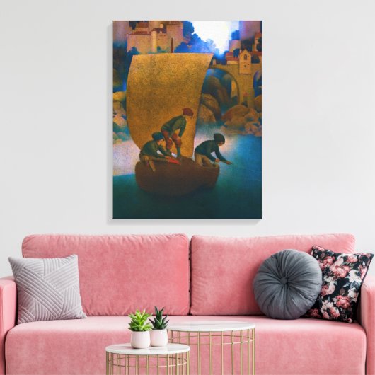 Wynken, Blynken en Nod, 1905, gemaakt door Maxfiel Canvas Afdruk (Insitu (Woonkamer))