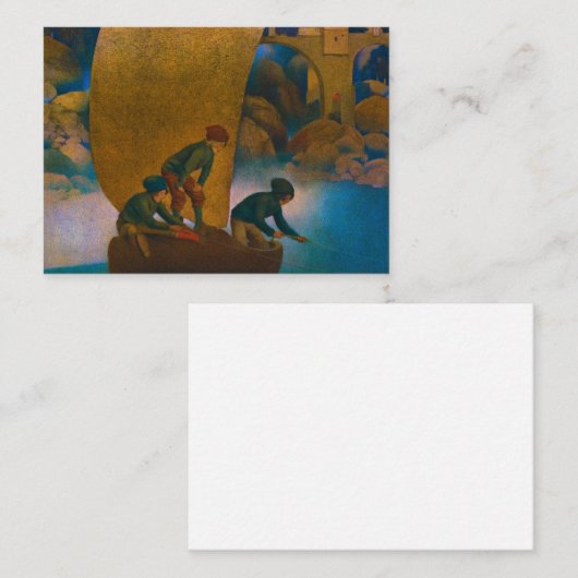 Wynken, Blynken en Nod, 1905, gemaakt door Maxfiel Notitiekaartje (Voorkant / Achterkant)