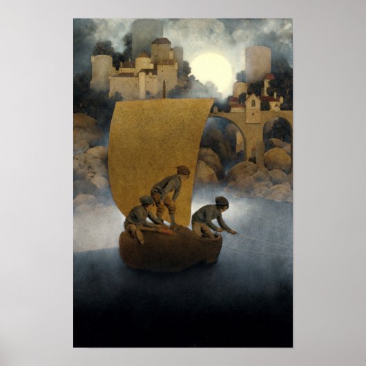 Wynken, Blynken, en Nod door Maxfield Parrish 1902 Poster (Voorkant)