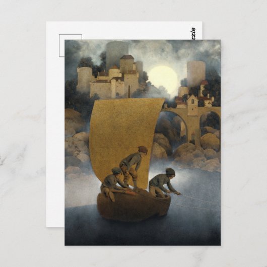 Wynken, Blynken en Nod van Maxfield Parrish 1902 Briefkaart (Voorkant / Achterkant)