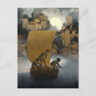 Wynken, Blynken en Nod van Maxfield Parrish 1902 Briefkaart