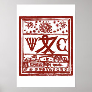Wynkyn de Worde Printer's Device Houtsnede, Rood Poster