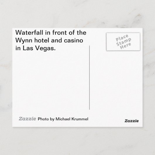 Wynn waterval briefkaart (Achterkant)