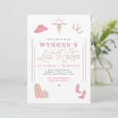 WYNONA Blush Pink Laatste Rodeo Cowgirl Bacheloret Kaart (Staand voorkant)