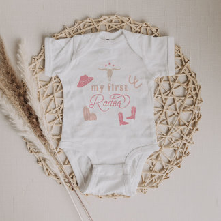 WYNONA Boho Blush Pink 1st Rodeo Cowgirl Land Romper