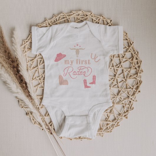 WYNONA Boho Blush Pink 1st Rodeo Cowgirl Land Romper