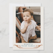 WYNONA Burnt Oranje Blue Cowboy 1st Rodeo Birthday Kaart (Achterkant)