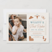 WYNONA Burnt Oranje Blue Cowboy 1st Rodeo Birthday Kaart (Voorkant)