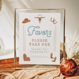 WYNONA Burnt Oranje Blue Cowboy Favor Sign Poster