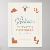 WYNONA Cowboy First Rodeo Birthday Welkom Poster (Voorkant)
