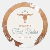 WYNONA Eerste Rodeo Cowboy Verjaardagsfeest Ronde Sticker (Voorkant)