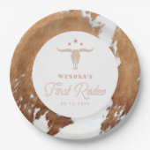 WYNONA Roze Cowgirl Eerste Rodeo Verjaardagsfeest Papieren Bordje (Voorkant)
