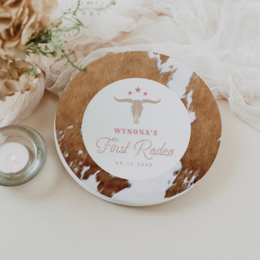 WYNONA Roze Cowgirl Eerste Rodeo Verjaardagsfeest Papieren Bordje