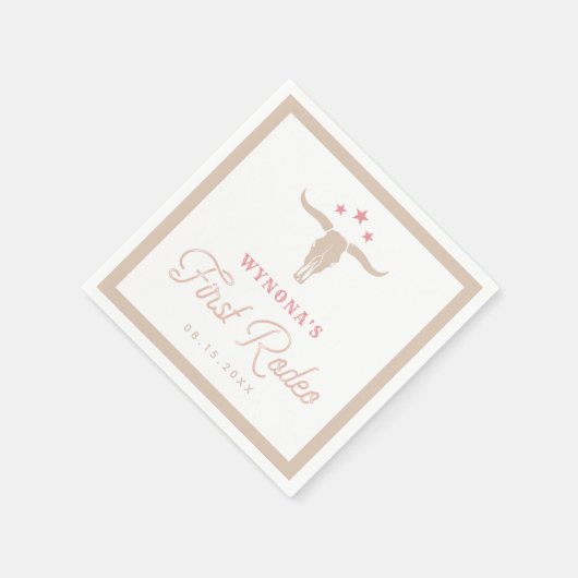 WYNONA Roze Cowgirl Eerste Rodeo Verjaardagsfeest Servet (Hoek)