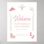 WYNONA Roze Cowgirl Laatste Rodeo Bachelorette Poster (Voorkant)