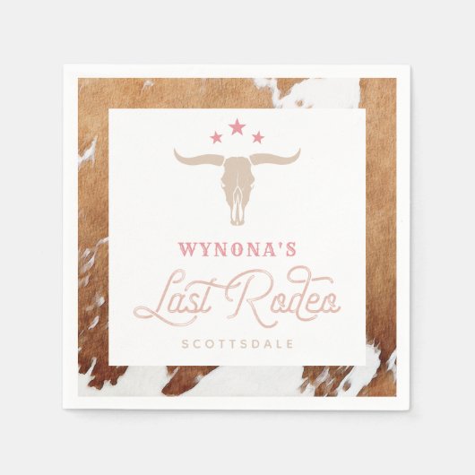 WYNONA Roze Cowgirl Laatste Rodeo Bachelorette Servet (Voorkant)