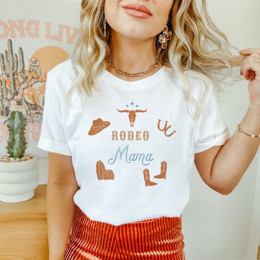 WYNONA Sinaasappel & Blauwgroen Cowgirl Rodeo Mama T-shirt