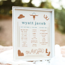 WYNONA Terracotta Rodeo Cowboy 1ste jaarsteen Poster