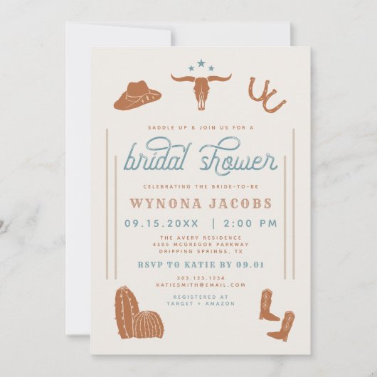 WYNONA verbrand Oranje Cowgirl Rodeo Vrijgezellenf Kaart (Voorkant)