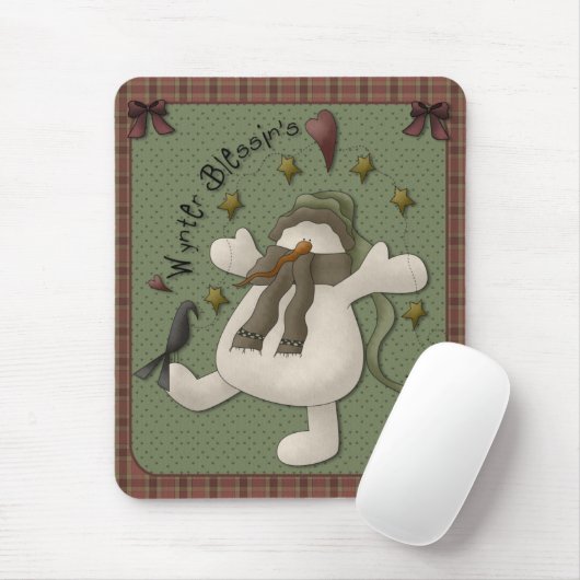 Wynter Blessin's Snowman Mousepad Muismat (Met muis)